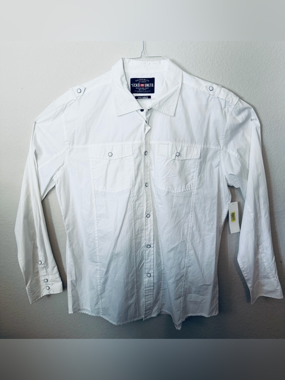 NWT Ecko Unlimited White Long Sleeve Button shirt Men 2XL